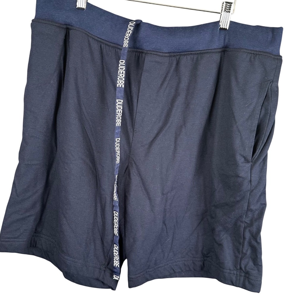 Duderobe Mens Navy Blue Terry Cloth Jersey Lounge Shorts Size L/XL